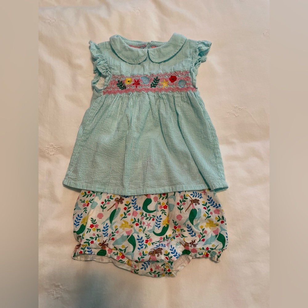 Mini Boden Baby Garden Mermaid Top and Shirts Set, size 18-24 m